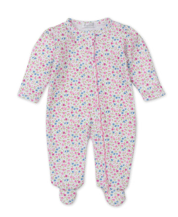 baby girl pink floral fantasy footie w/zip