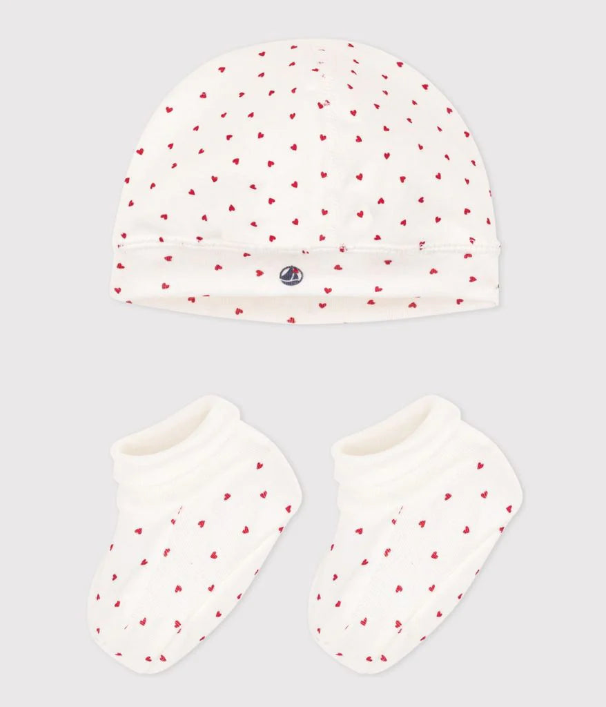 heart hat & booties set