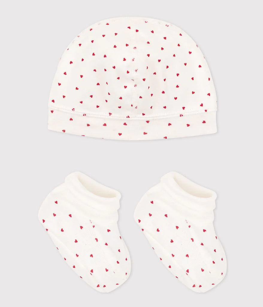 heart hat & booties set