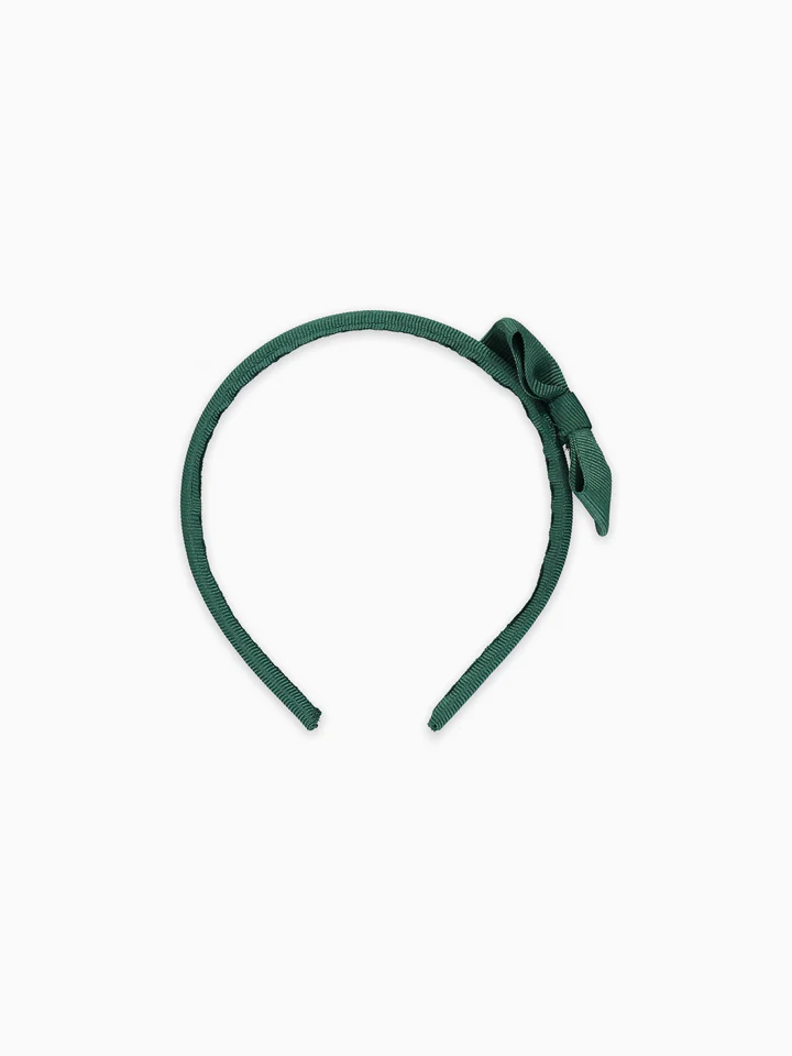 girls small bow headband dark green