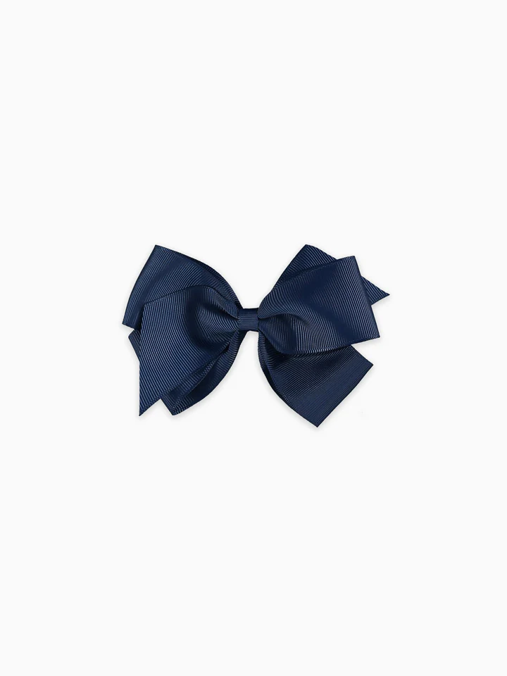 girls big bow clip navy blue