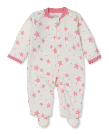 baby girl pink star zone footie w/zip