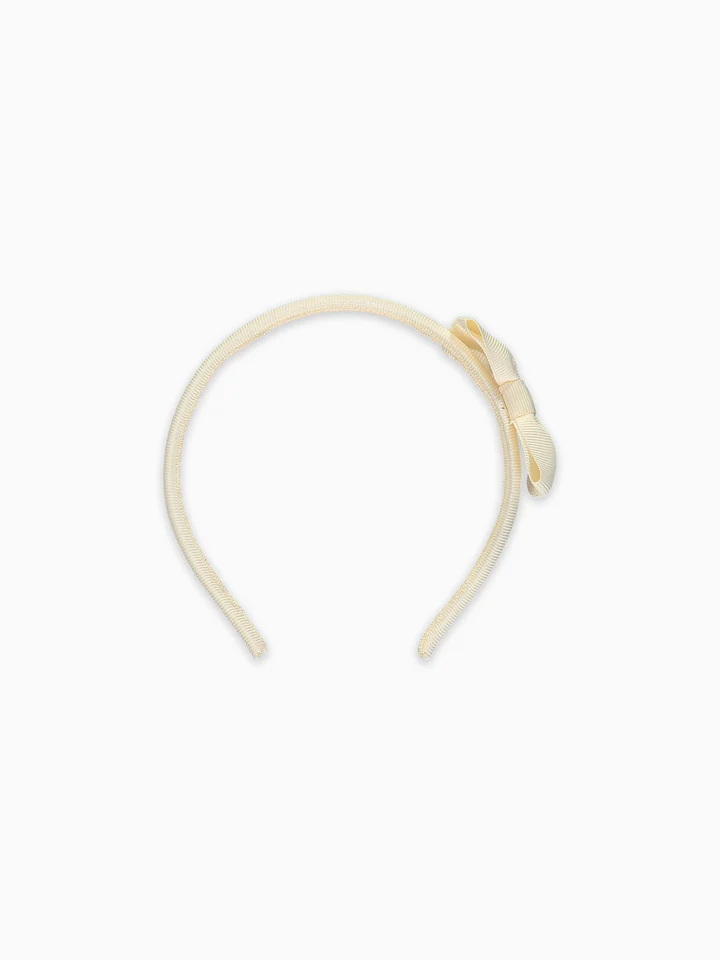 girls small bow headband off white