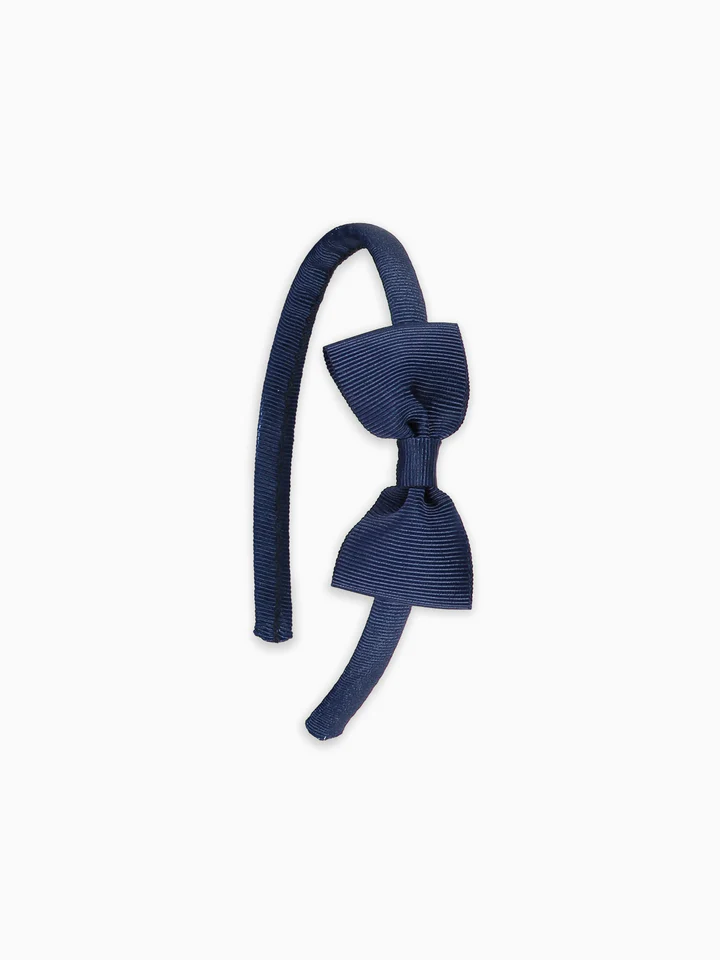 girls small bow headband navy blue