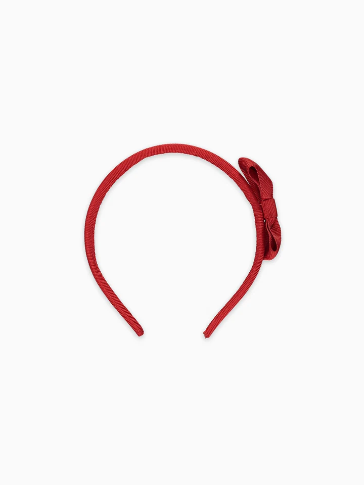 girls small bow headband red