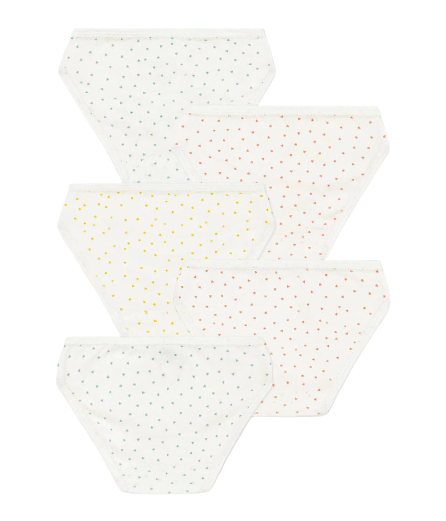 girls white 5 pk mini heart underwear