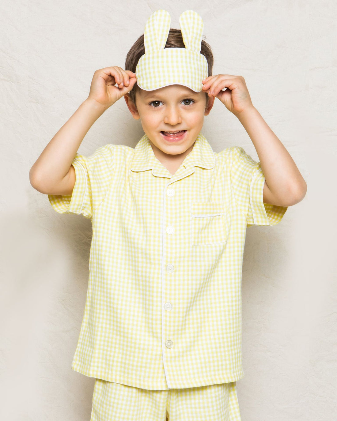 yellow gingham bunny eye mask