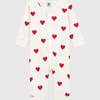 baby white red girl heart romper