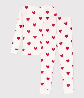 girls white heart loungewear ls top & pant