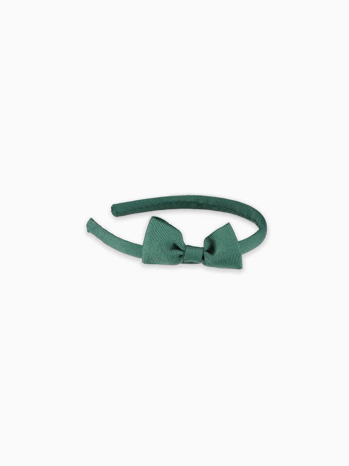 girls small bow headband dark green