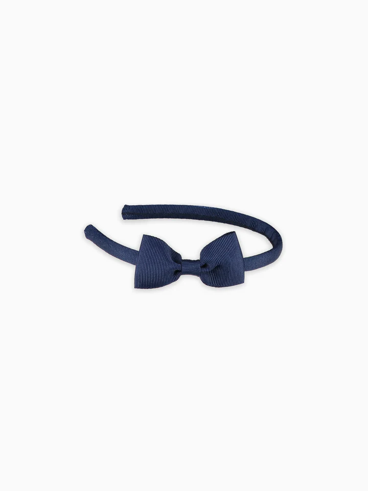 girls small bow headband navy blue