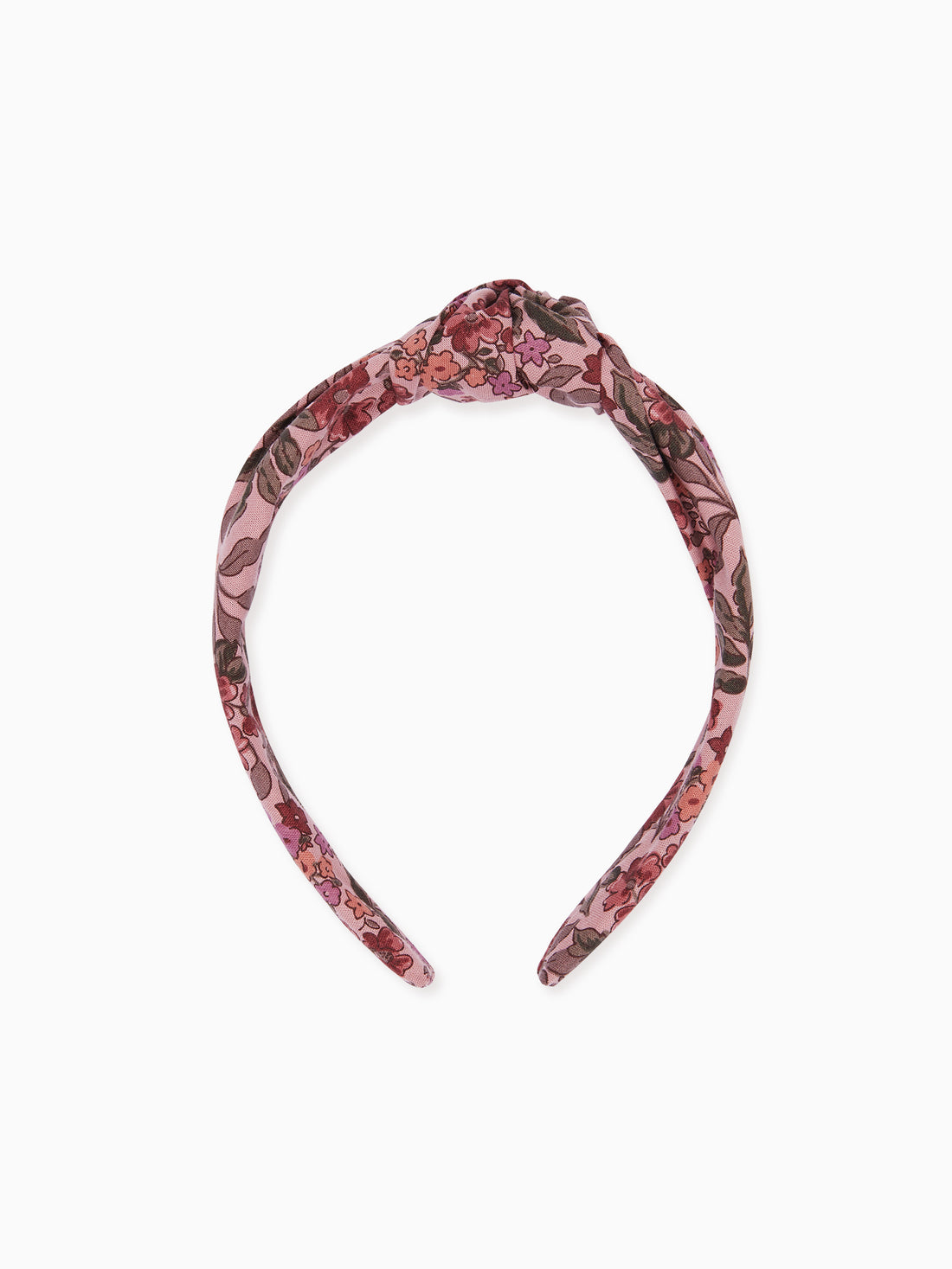 girls pink floral top knot headband