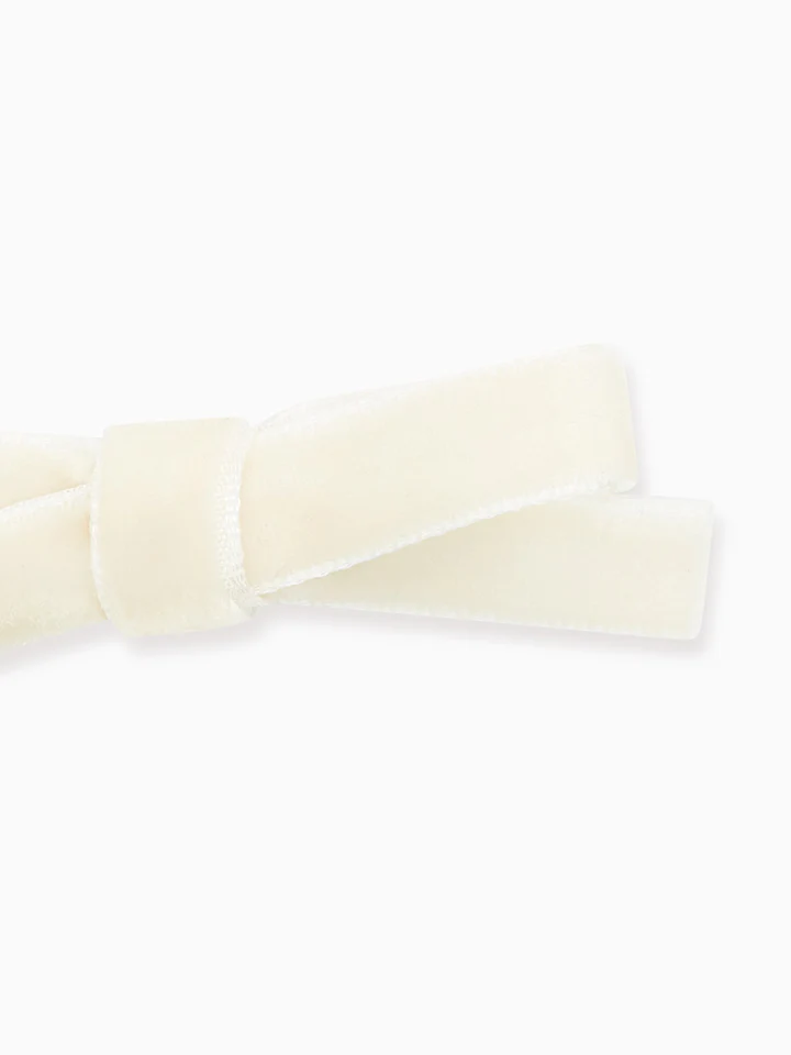 two small velvet bow clips white