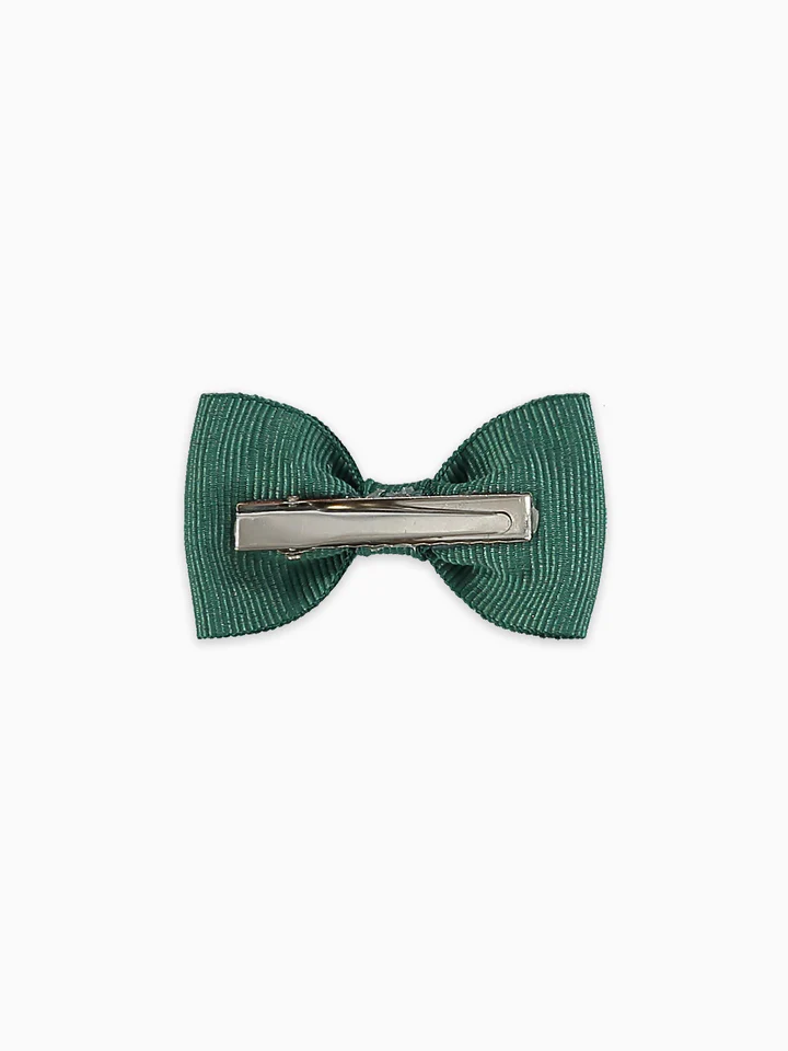 girls small bow clip C dark green