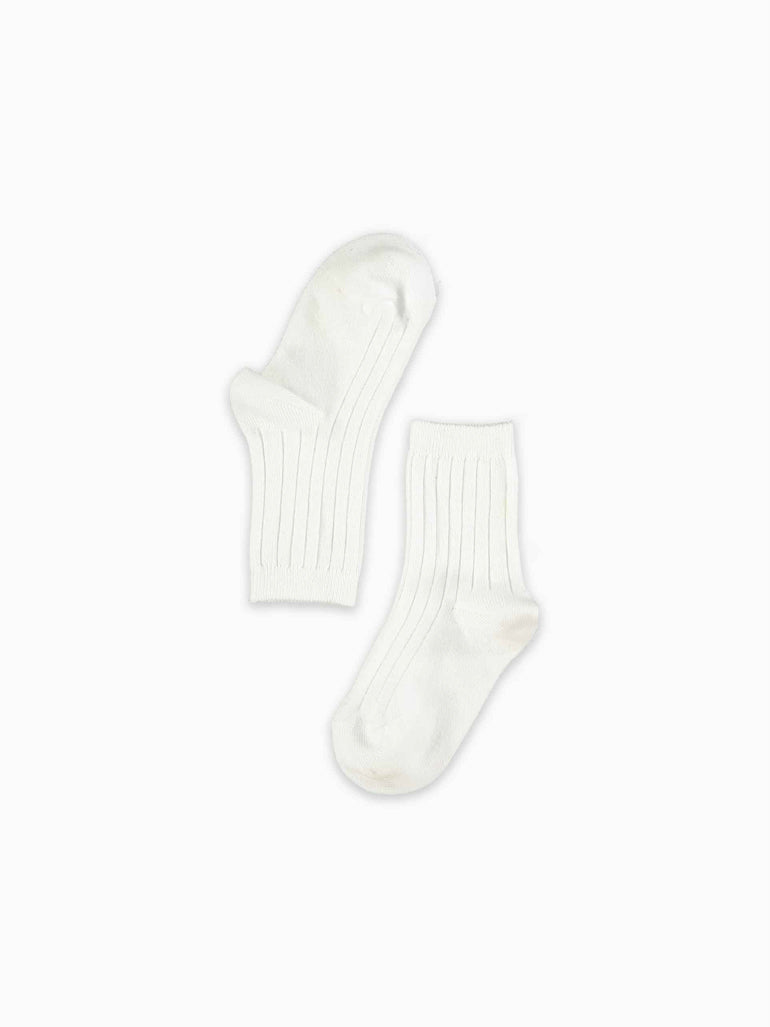 girls white ribbed short socks