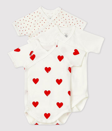 baby girl red 3 pk hearts ss crossover bodysuit