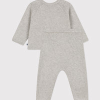 baby girl grey heart knit sweater & pant set