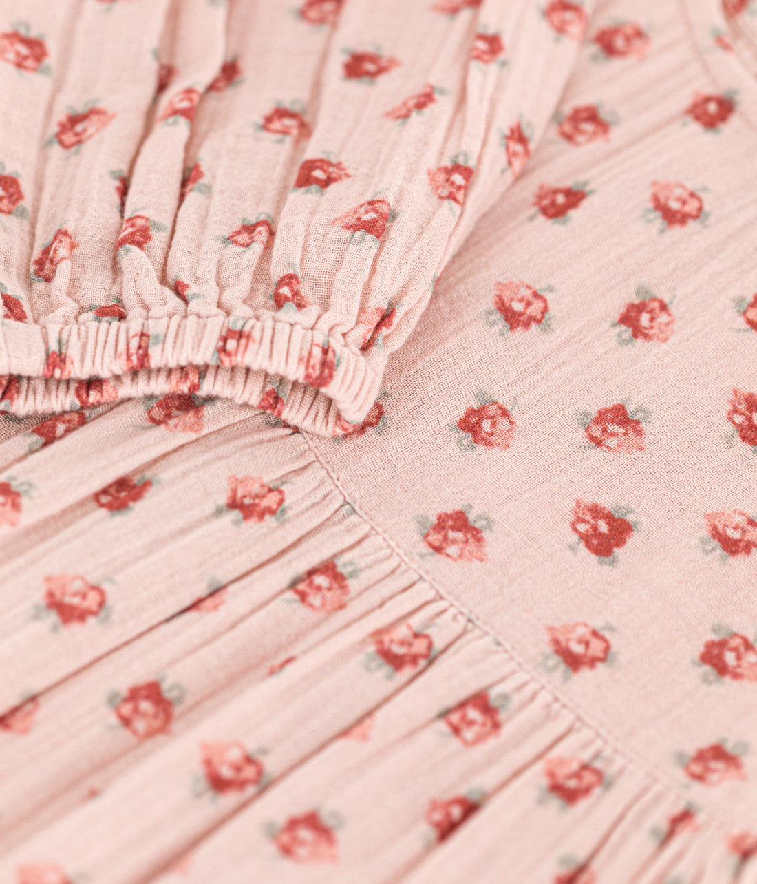 girls pink ls floral gauze dress