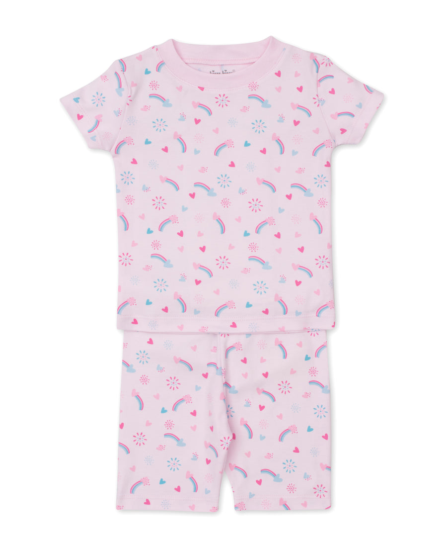 baby girl pink hearts&rainbows short pj set