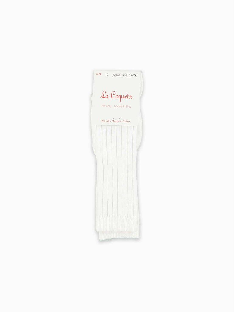 baby white ribbed knee high socks