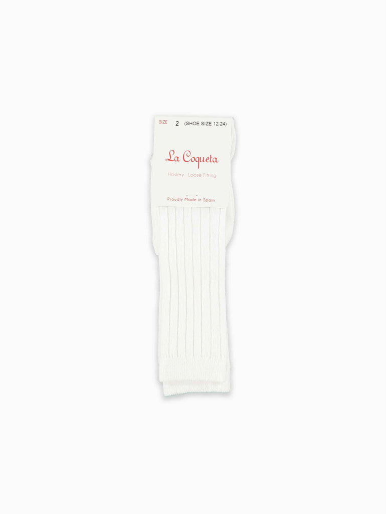 girls white ribbed knee high socks