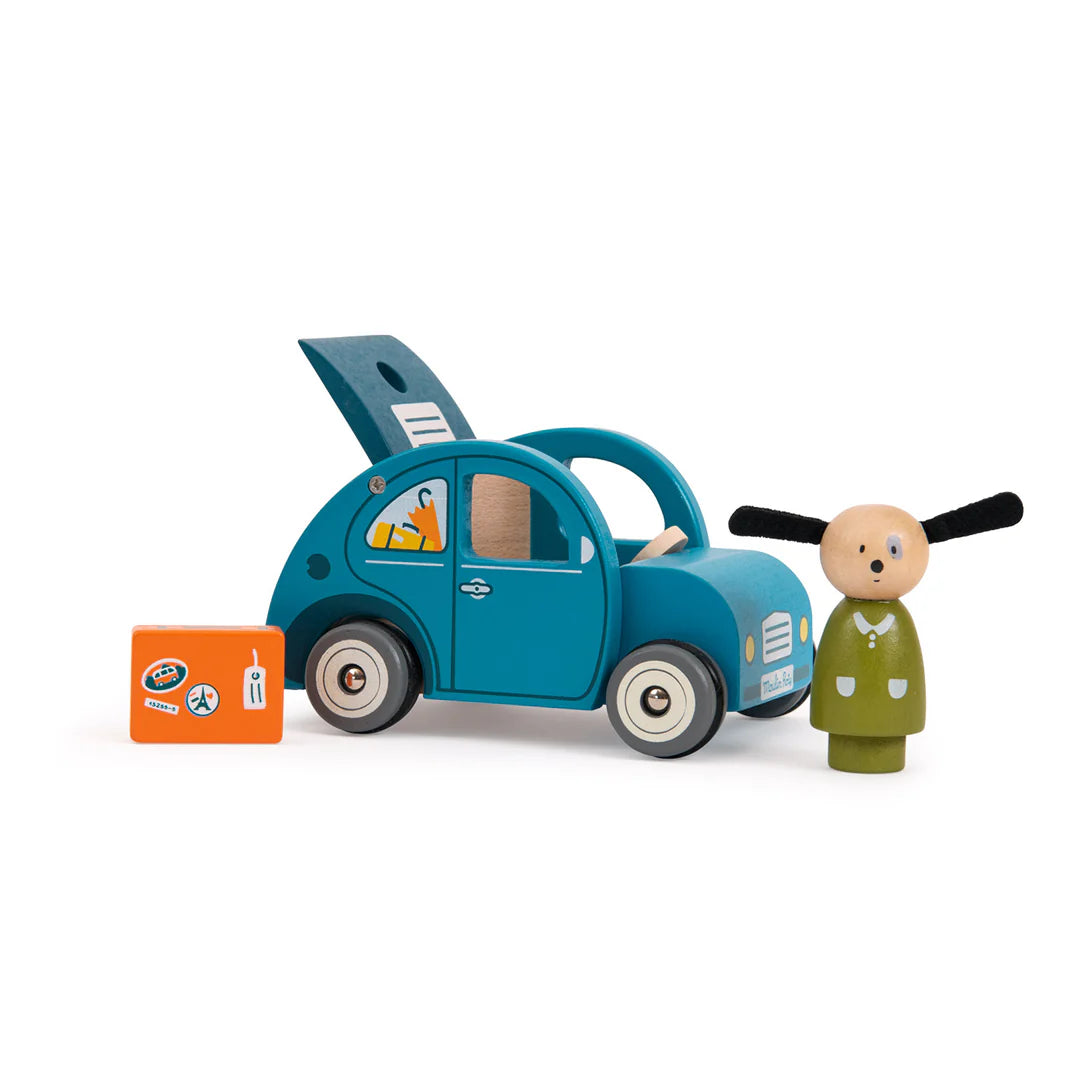 big family wooden blue car – Poppy Marché