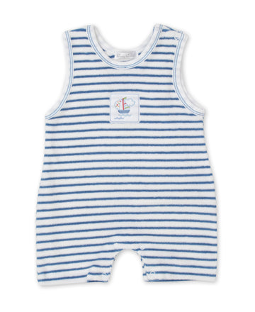 baby boy blue boats at sea sleeveless playsuit