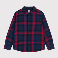 boys navy/red check shirt