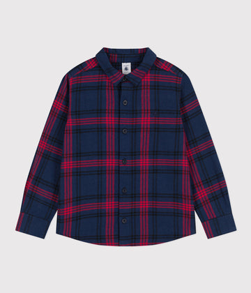 boys navy/red check shirt