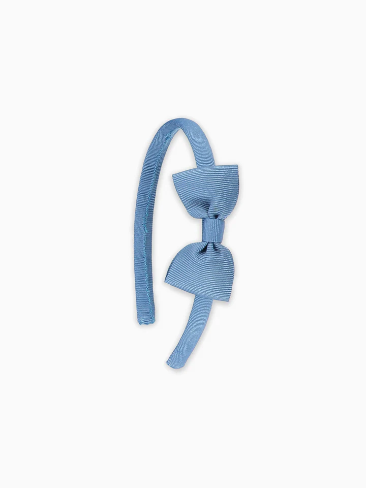 girls small bow headband dusty blue