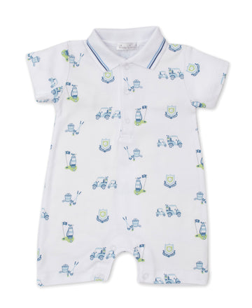 baby boy blue hole in one short playsuit