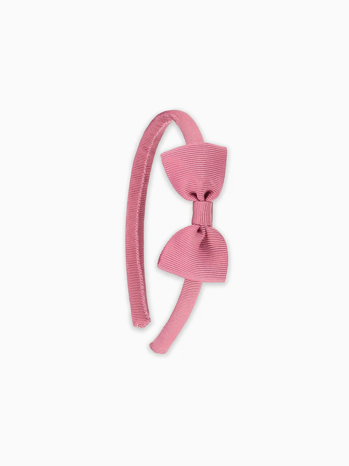 girls small bow headband dusty pink