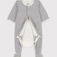 baby boy blue front snap stripe footie