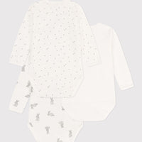 baby girl grey 3 pk bunny ls crossover bodysuits