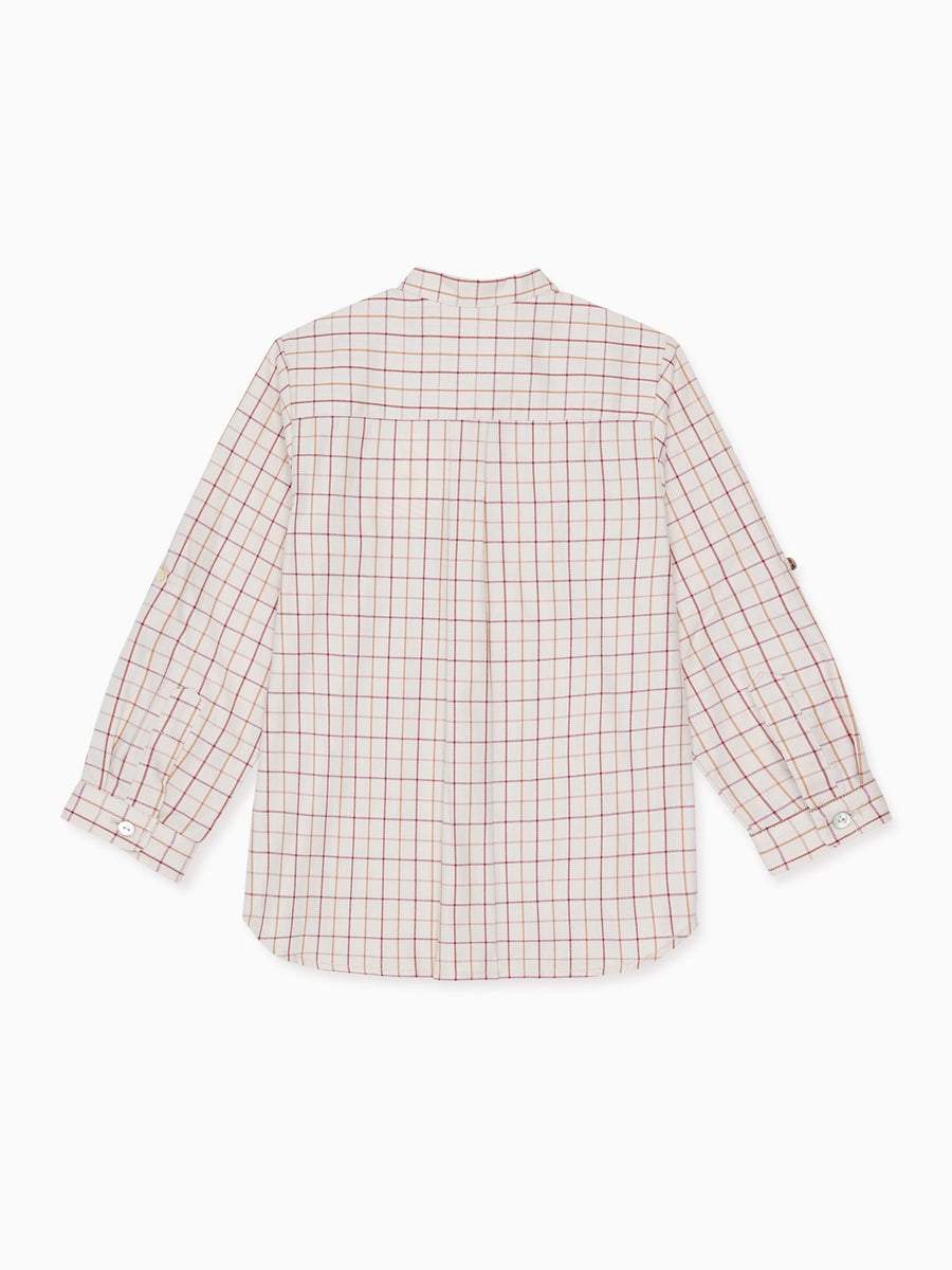 boys burgundy check jazmin shirt