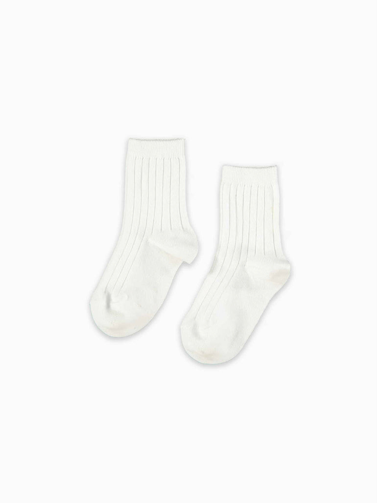 girls white ribbed short socks