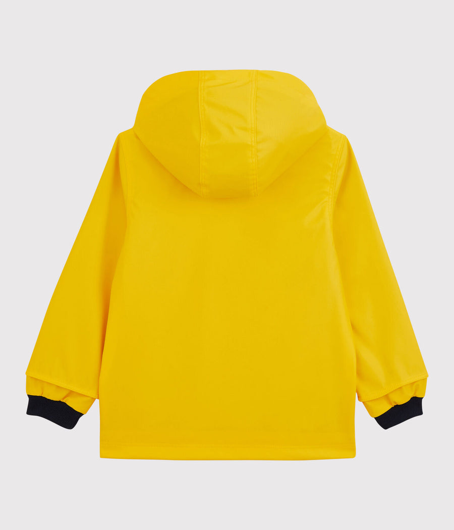 baby yellow hooded rain jacket
