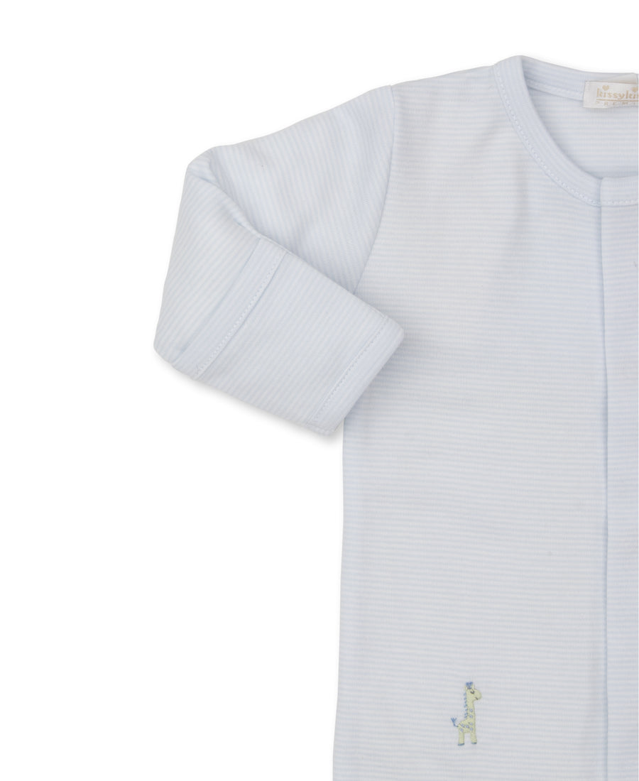 baby blue safari style emb footie
