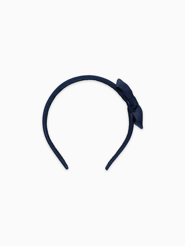 girls small bow headband navy blue