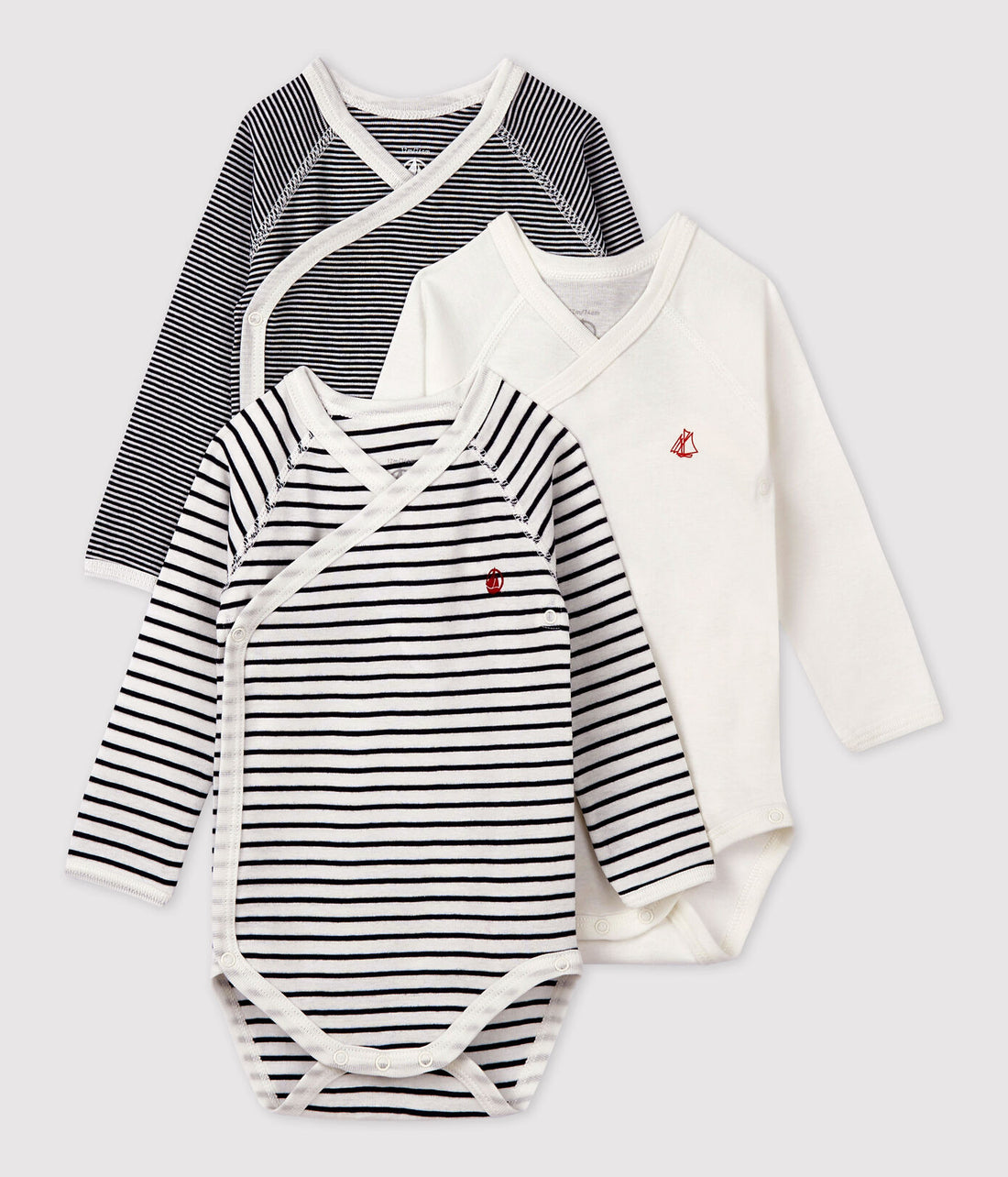 baby boy navy 3 pk ls strp sld cross bodysuits