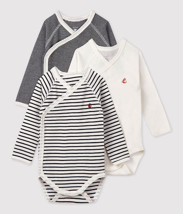 baby boy navy 3 pk ls strp sld cross bodysuits