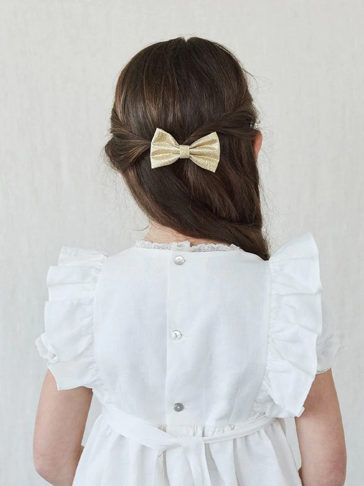 girls small bow clip gold