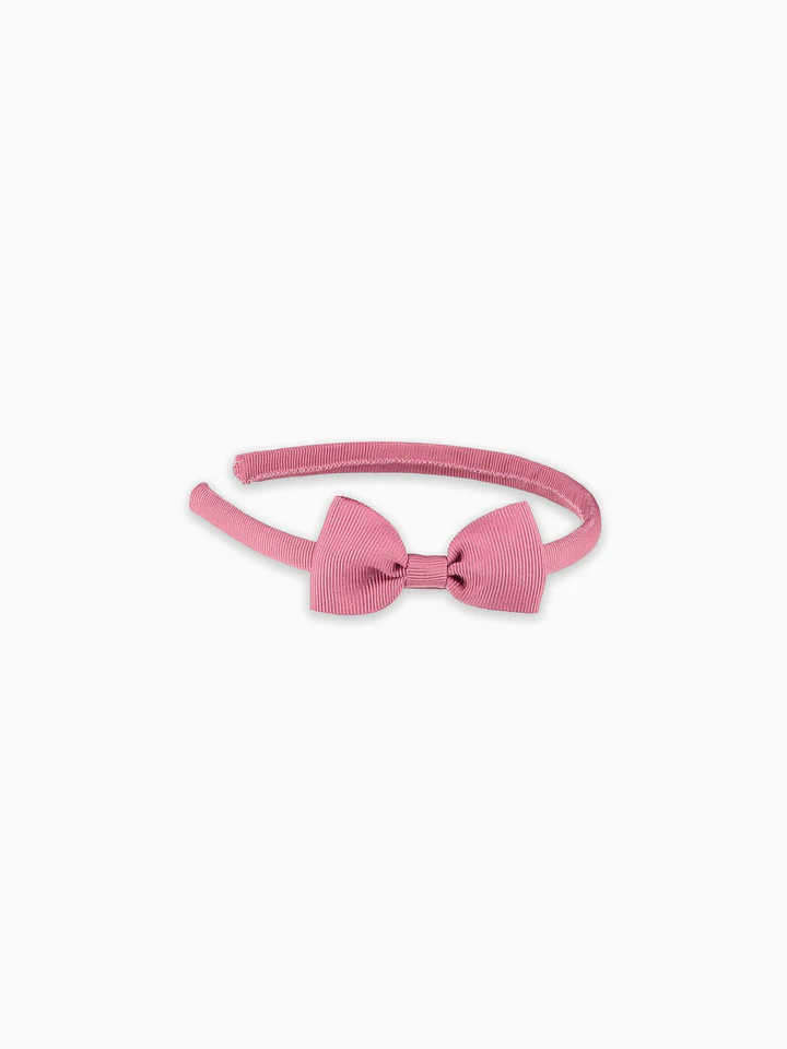 girls small bow headband dusty pink