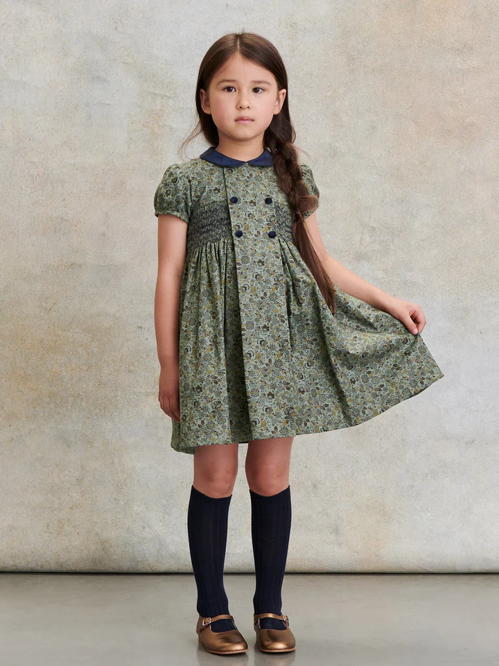 girls green arcadia smock dress