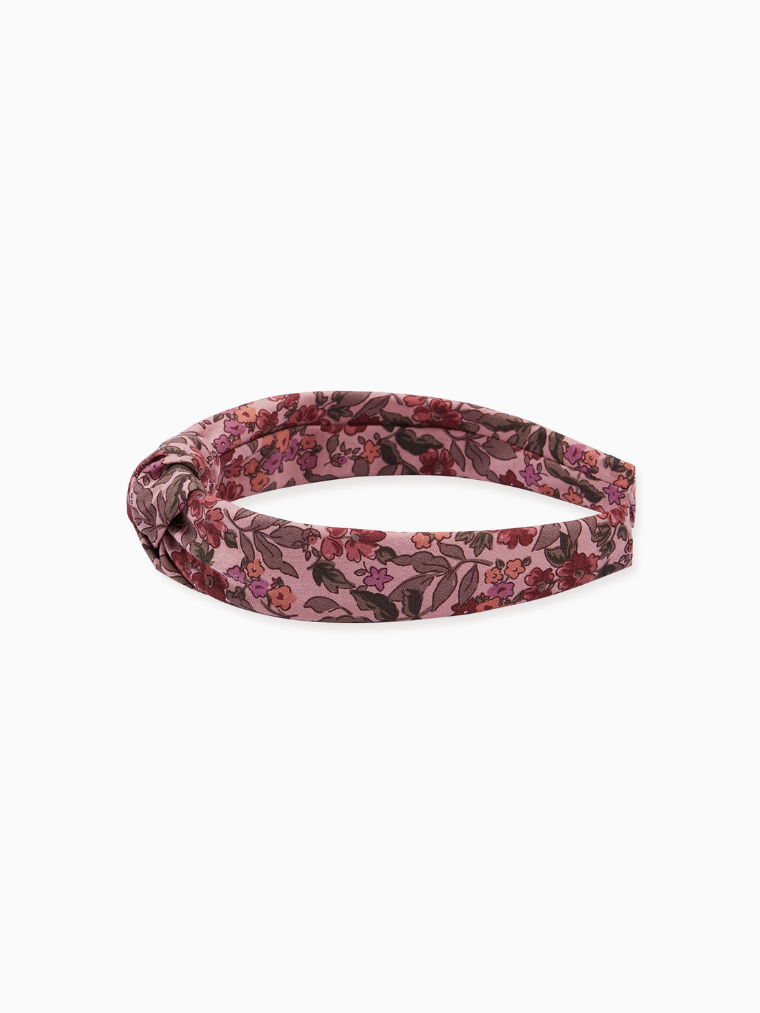 girls pink floral top knot headband