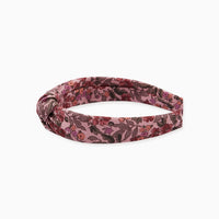 girls pink floral top knot headband