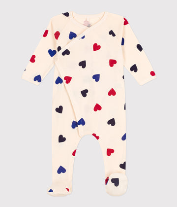 baby girl heart print side snap footie