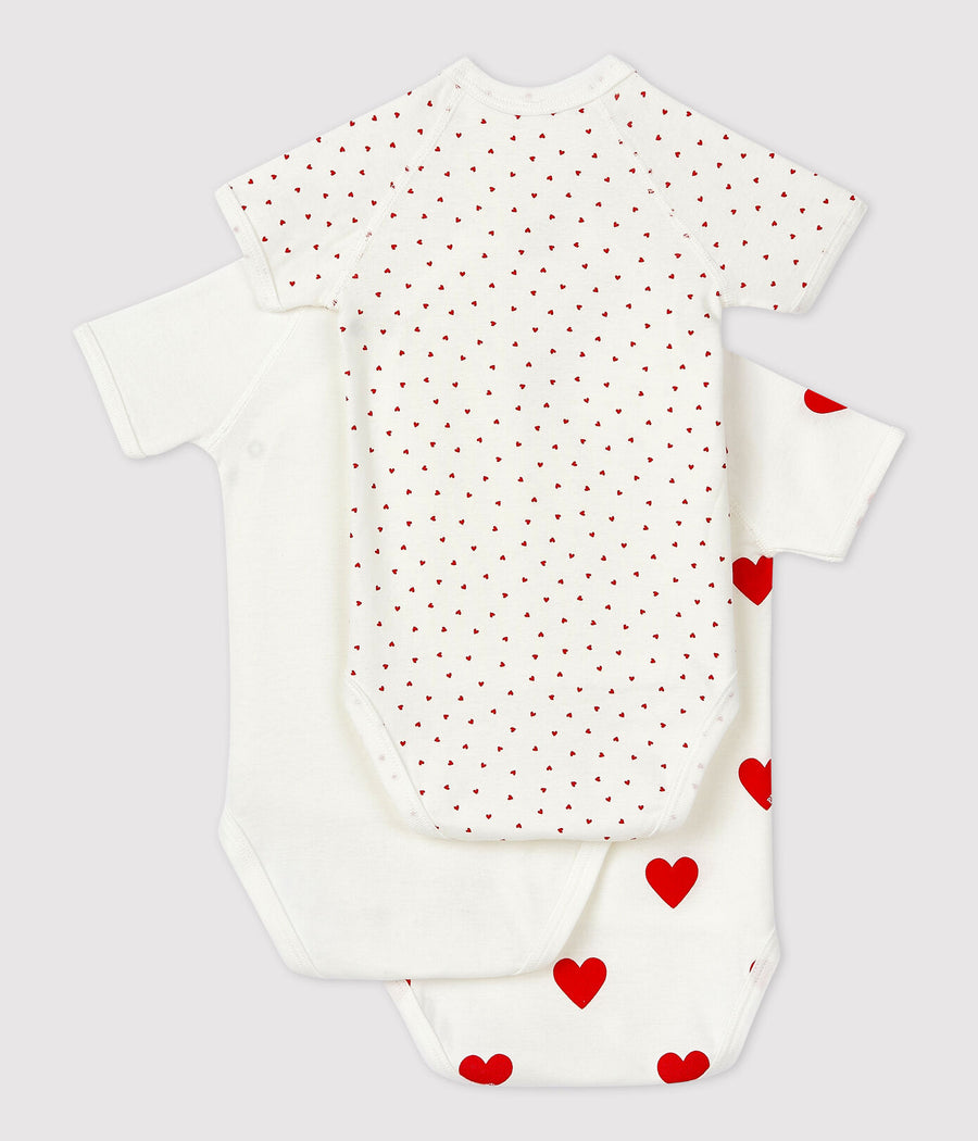 baby girl red 3 pk hearts ss crossover bodysuit