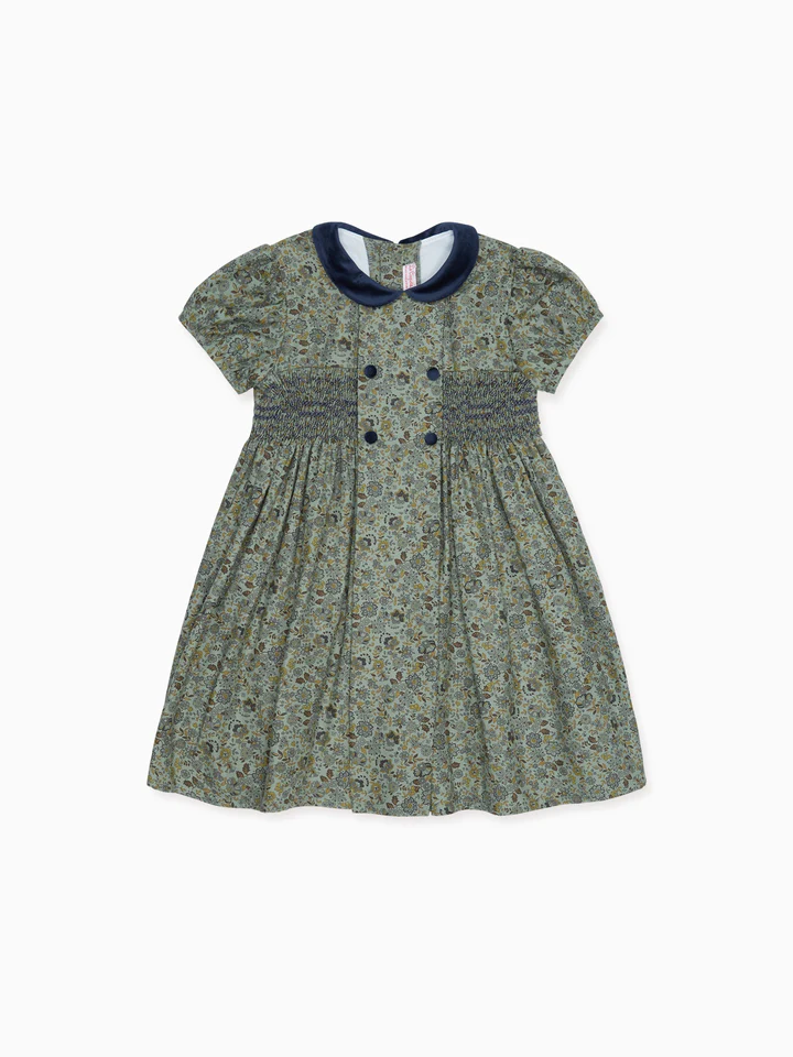 girls green arcadia smock dress