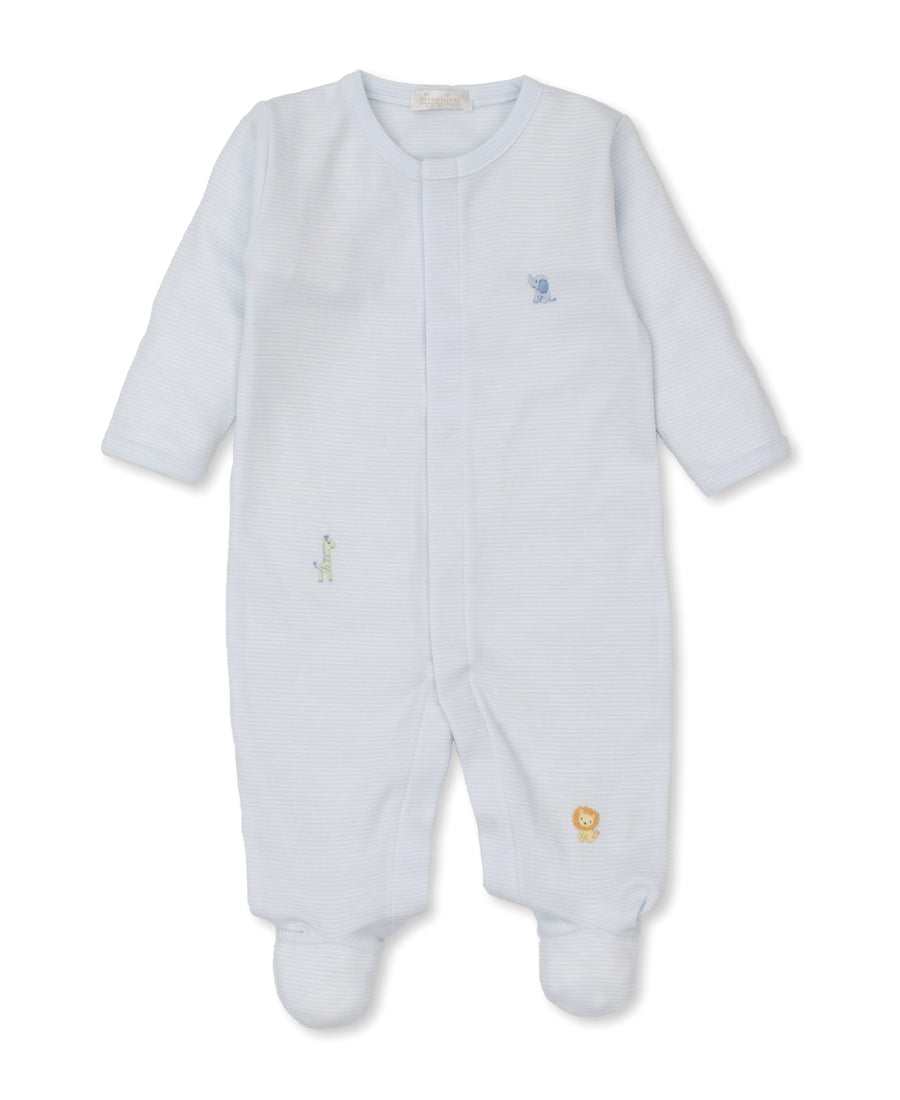 baby blue safari style emb footie